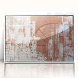 Framed acrylic wall art featuring an abstract design of colorful strokes and lines, presented in a sleek white frame, perfect for modern home decor.