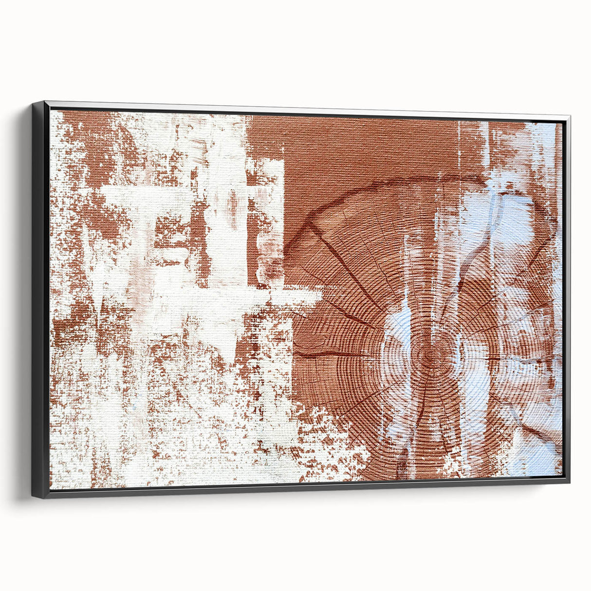 Framed canvas wall art showcasing an abstract design with colorful strokes and lines, presented from a black side view, ideal for modern interior decor.