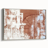 Framed canvas wall art showcasing an abstract design with strokes and lines in silver and neutral tones, ideal for modern home decor and art enthusiasts.