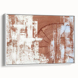 Framed canvas wall art showcasing an abstract design with strokes and lines in soothing white tones, perfect for modern home decor, viewed from the side.