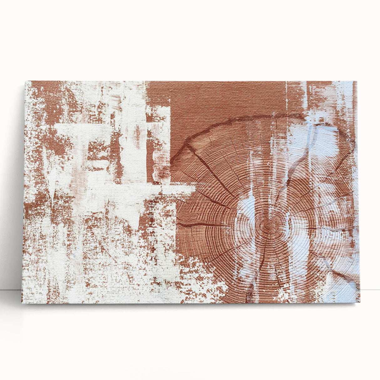 Abstract wall art featuring vibrant strokes and lines in shades of blue, green, and gold, elegantly displayed on a stretched canvas, perfect for modern decor.