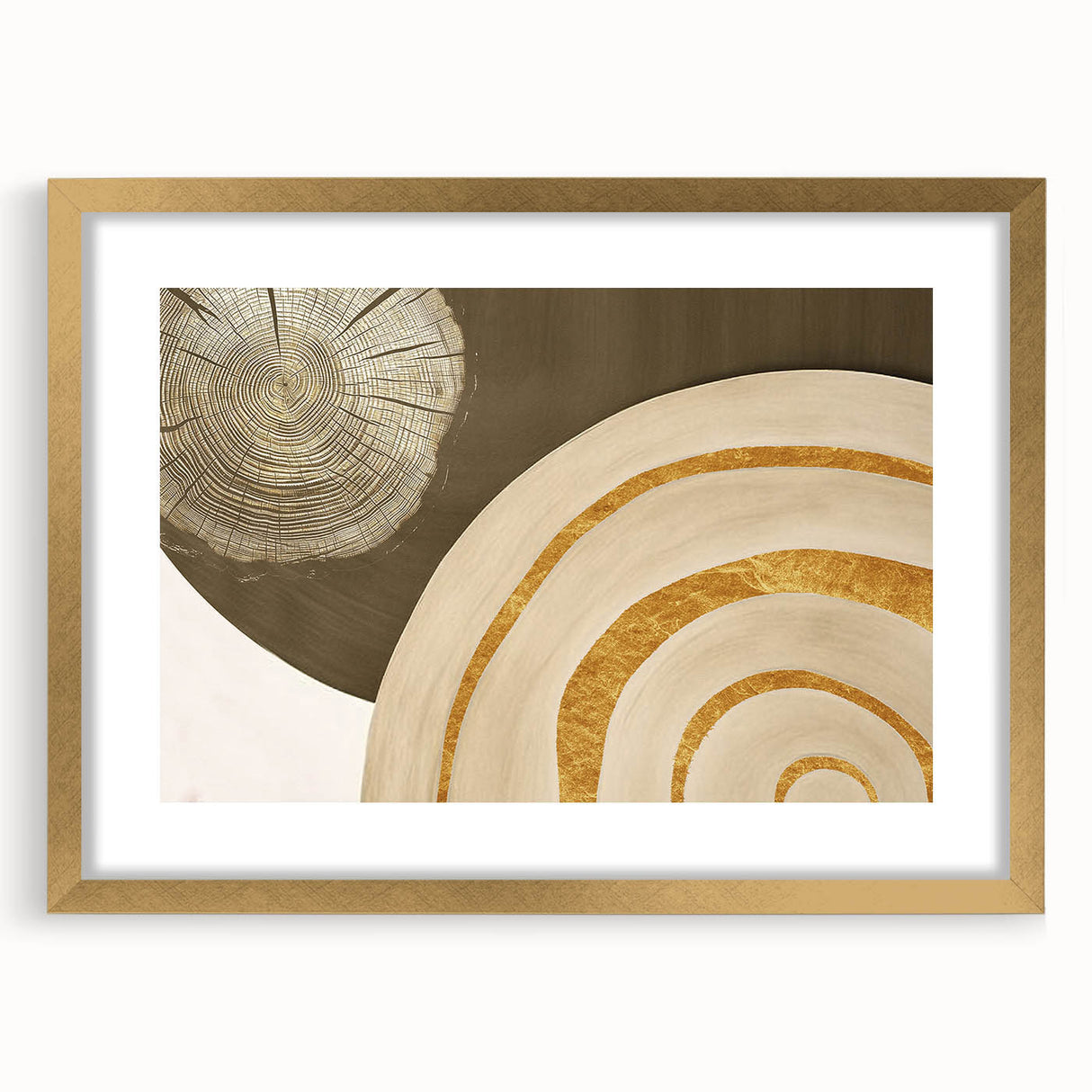 Abstract wall art featuring dynamic strokes and lines in a contemporary design, framed with a gold mat, showcasing modern elegance and artistic flair.