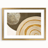 Abstract wall art featuring dynamic strokes and lines in a contemporary design, framed with a gold mat, showcasing modern elegance and artistic flair.