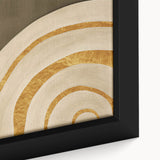 Detailed close-up of an abstract wall art piece showcasing vibrant strokes and lines in various colors, elegantly framed to enhance any modern decor.