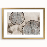 Abstract wall art featuring gold strokes and lines on a white background, framed with a mat, ideal for modern decor in living spaces or offices.