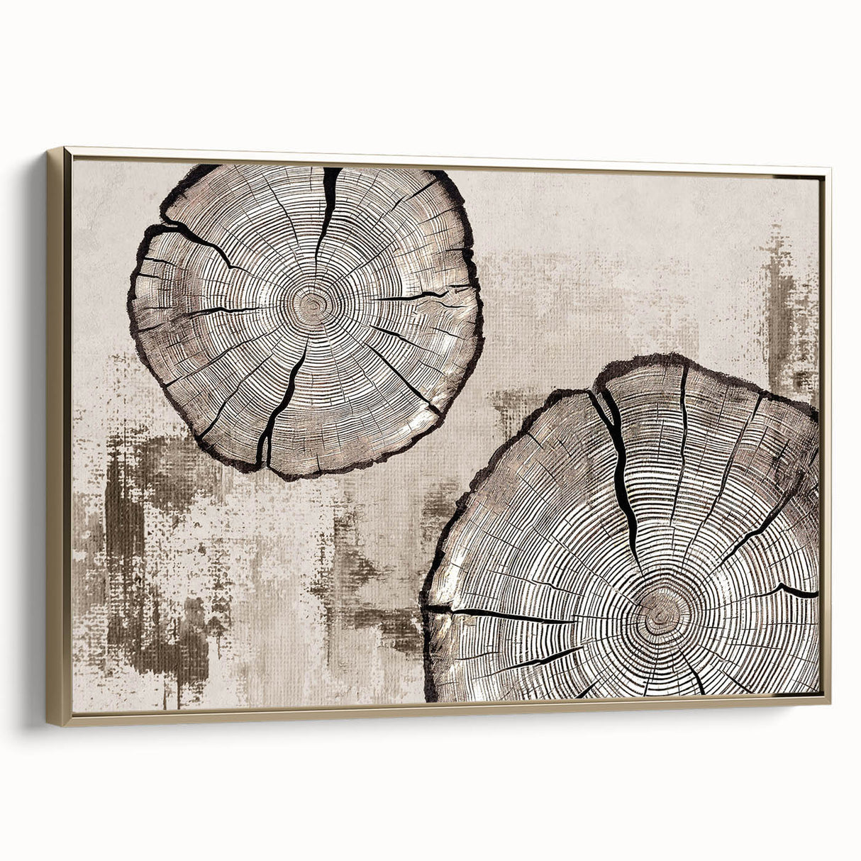 Framed wall art featuring an abstract design of gold strokes and lines on a canvas, showcasing a modern aesthetic ideal for contemporary home decor.