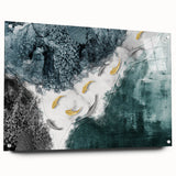 Abstract wall art featuring colorful strokes and lines, displayed in an acrylic frame with pins, showcasing a modern design ideal for contemporary decor.