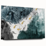 Abstract wall art showcasing vibrant strokes and lines in a modern design, displayed in a side view with a sleek acrylic finish, ideal for contemporary decor.