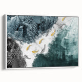 Framed abstract wall art showcasing dynamic strokes and lines in muted colors, presented in a sleek white frame, ideal for modern home decor.