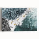 Abstract wall art featuring vibrant strokes and lines on a stretched canvas, showcasing a dynamic blend of colors in a modern design ideal for contemporary decor.