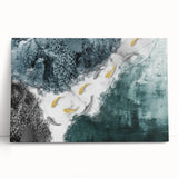 Abstract canvas wall art featuring vibrant strokes and lines in shades of blue, orange, and yellow, ideal for modern home decor and artistic interiors.
