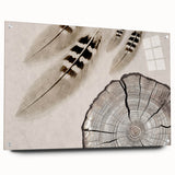 Abstract strokes and lines in a vibrant, colorful design on acrylic glass wall art, showcasing a modern aesthetic. The piece is displayed with mounting pins, emphasizing its contemporary style and suitability for various interior decor themes. The artwork blends bold colors and fluid shapes, creating a striking visual impact perfect for living spaces or offices.