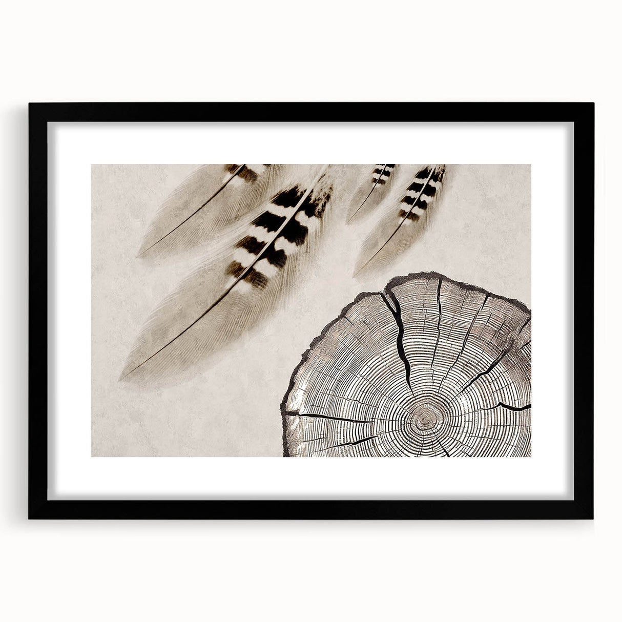 Abstract strokes and lines design wall art framed in black with a white mat, showcasing modern artistic aesthetics suitable for contemporary decor.