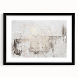 Abstract wall art featuring a collection of vibrant strokes and lines in various colors, framed in a sleek black frame with a mat, ideal for modern decor.