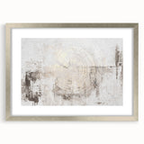 Abstract strokes and lines design in a silver-framed wall art piece, showcasing a modern aesthetic with a mat, perfect for contemporary home decor.
