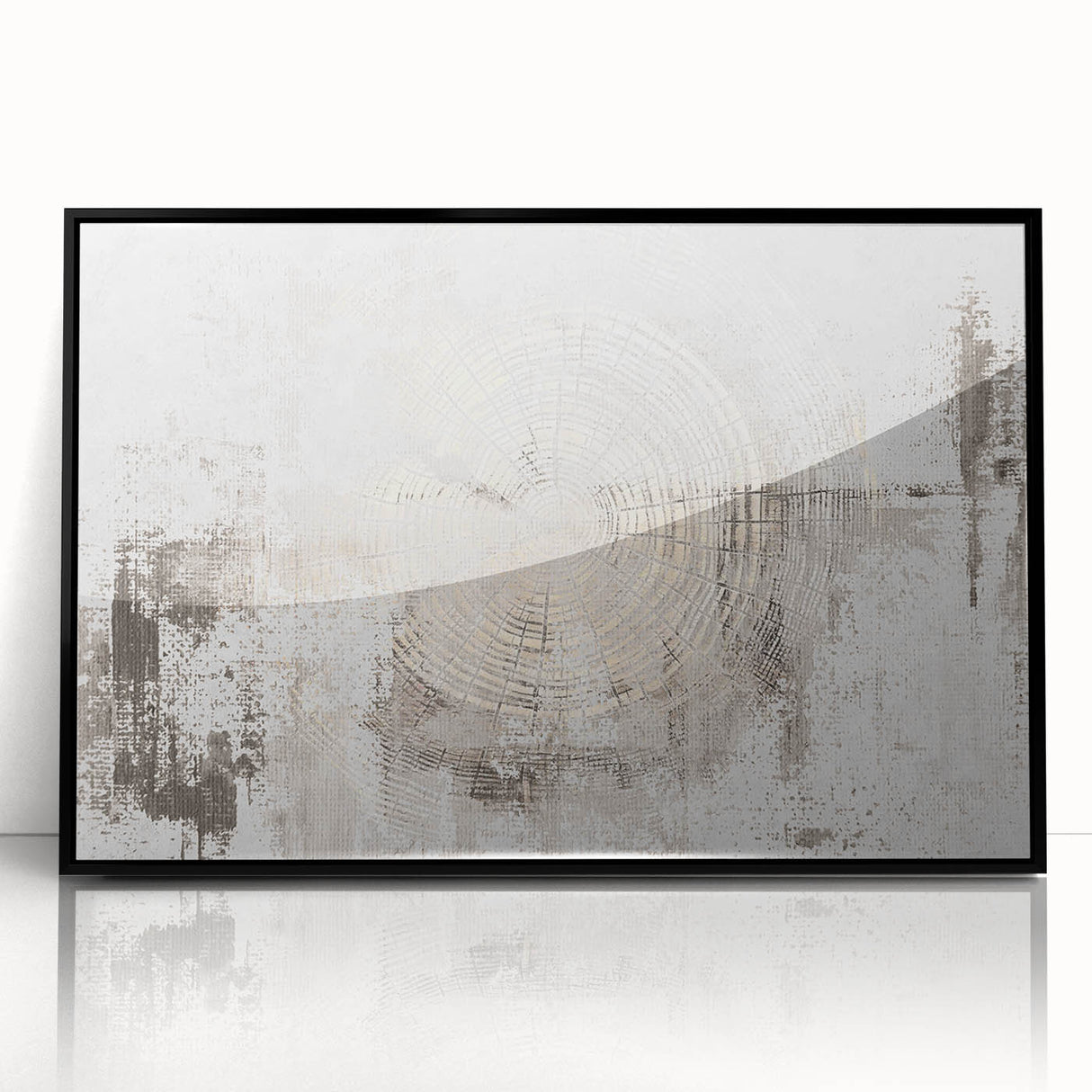 Framed wall art featuring an abstract design of colorful strokes and lines on a black background, ideal for modern decor. Adds a vibrant touch to any space.
