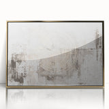 Framed wall art piece showcasing an abstract design with gold strokes and lines on a white background, adding a modern touch to home decor.
