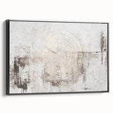 Framed canvas wall art showcasing an abstract design of colorful strokes and lines in black, perfect for modern decor. Side view emphasizes sleek framing and vibrant colors.