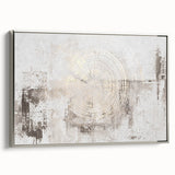 Framed canvas wall art showcasing an abstract design of colorful strokes and lines, featuring a sleek silver frame, ideal for modern home decor.