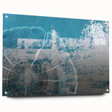 Abstract wall art featuring vibrant strokes and lines in an acrylic glass frame, showcasing a modern design suitable for contemporary decor. The artwork is elegantly displayed from a side view, highlighting its polished finish and included mounting pins, making it an eye-catching addition to any room.