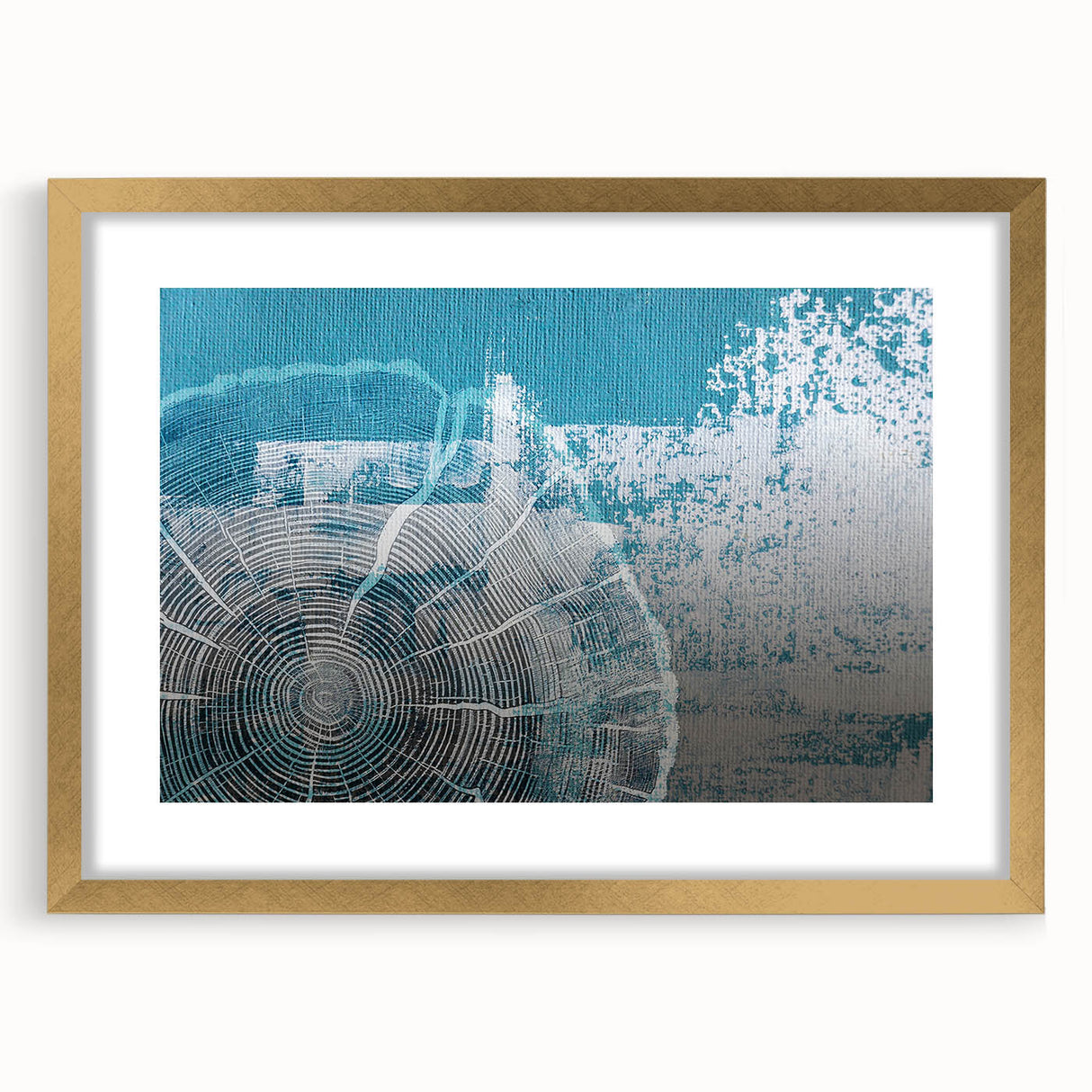 Abstract wall art featuring strokes and lines in soft gold tones, elegantly framed with a mat. Ideal for modern decor, adding sophistication to any space.