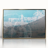 Framed wall art featuring an abstract design of gold strokes and lines, showcasing a modern aesthetic with a sleek acrylic finish, perfect for contemporary decor.