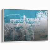 Framed canvas wall art showcasing an abstract design of colorful strokes and lines on a white background, highlighting modern artistic flair and elegance.