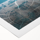 Abstract wall art design featuring vibrant strokes and lines in shades of blue, orange, and yellow, ideal for modern home decor. The rolled canvas artwork adds a pop of color and creativity to any room. Perfect for art enthusiasts looking for unique wall decor.