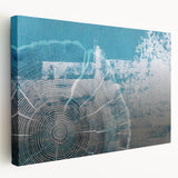 Abstract strokes and lines form a vibrant wall art piece on stretched canvas, showcasing bold colors and dynamic patterns, perfect for modern decor.