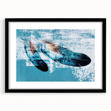 Abstract wall art featuring a modern design of colorful strokes and lines, framed with a black mat, perfect for contemporary home decor. Ideal for enhancing living spaces with artistic flair.