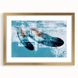 Abstract wall art featuring dynamic strokes and lines in a gold frame, showcasing modern design aesthetics. Ideal for contemporary home decor.