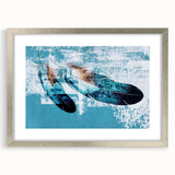 Abstract wall art featuring intricate strokes and lines in a modern design, displayed in a silver frame with a mat, ideal for contemporary decor.