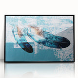 Framed wall art featuring an abstract design of colorful strokes and lines against a black background, adding a modern touch to any decor. Perfect for contemporary spaces.