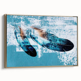 Framed canvas wall art showcasing an abstract design of strokes and lines in gold tones, adding elegance to modern interiors, perfect for home decor.