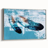 Framed wall art featuring an abstract design of colorful strokes and lines, displayed with a silver frame, enhancing modern home decor aesthetics.