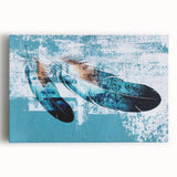 Abstract canvas wall art featuring vibrant strokes and lines in a dynamic composition, showcasing bold colors like blue, orange, and yellow, perfect for modern decor.