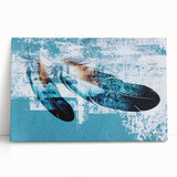 Abstract strokes and lines in vibrant colors adorn this stretched canvas wall art collection, perfect for modern home decor. The design features a harmonious blend of shapes, creating a dynamic visual effect.