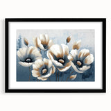 Abstract wall art featuring strokes and lines in a modern design, framed with a black mat, ideal for home decor. The artwork showcases a contemporary aesthetic perfect for adding a stylish touch to any interior space.