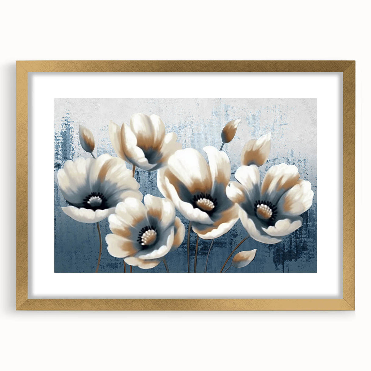 Abstract wall art featuring a collection of colorful strokes and lines in vibrant hues, framed with a gold mat, perfect for modern home decor. The stylish design adds a contemporary touch to any space, making it an ideal choice for art enthusiasts looking to enhance their interior aesthetics.