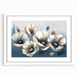 Abstract wall art featuring dynamic strokes and lines in muted tones, framed with a white mat, perfect for modern decor. Ideal for adding sophistication to living spaces.