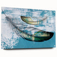 Abstract wall art featuring colorful strokes and lines in a contemporary design, displayed in a side view with pins securing it, perfect for modern decor.