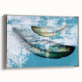Framed abstract wall art featuring dynamic strokes and lines in a modern design, with a sleek silver frame, perfect for contemporary home decor.