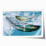 Abstract wall art print showcasing vibrant strokes and lines in bold colors, rolled and ready for display, perfect for modern home decor enhancement.