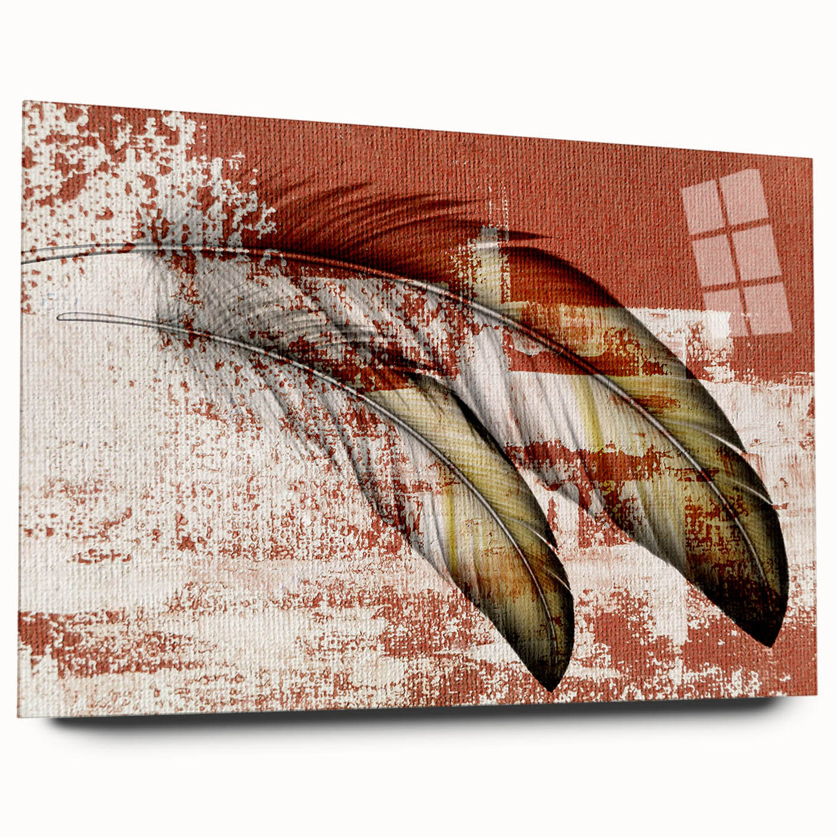 Abstract strokes and lines design wall art collection displayed in a sleek acrylic glass frame, showcasing vibrant colors and modern aesthetics, ideal for contemporary decor.