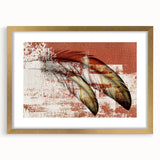 Abstract strokes and lines design wall art in a gold frame with matting, showcasing modern artistic flair suitable for contemporary decor. Perfect for enhancing living spaces with elegance.