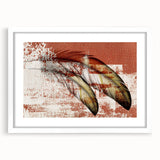 Abstract wall art featuring a dynamic design of colorful strokes and lines, framed with a sleek white mat, perfect for modern home decor.