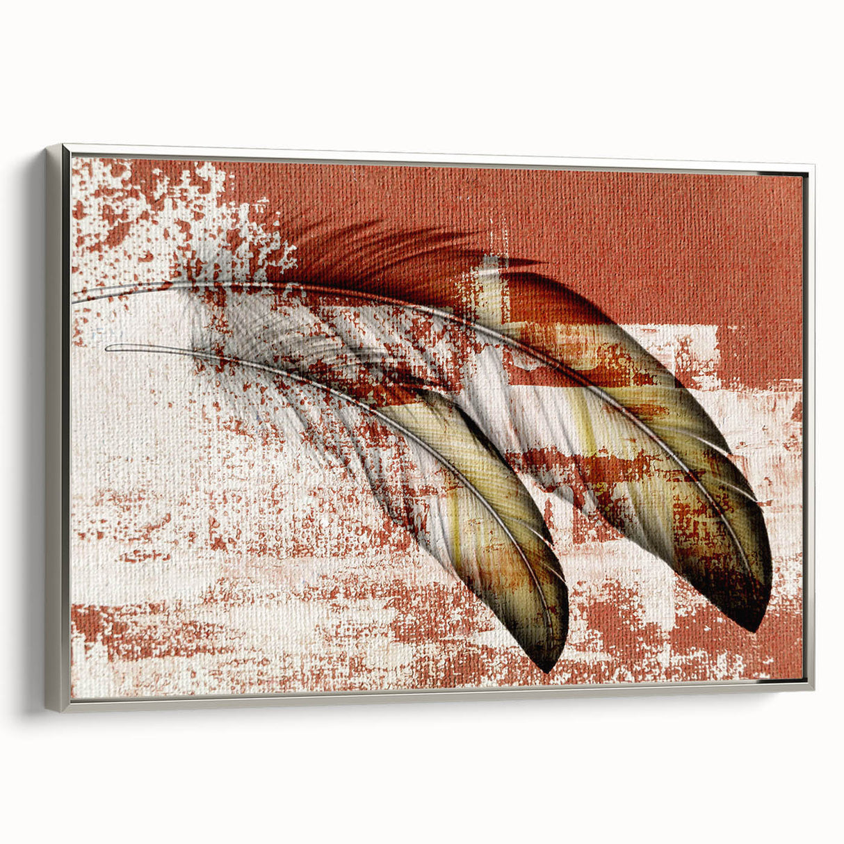 Framed canvas wall art showcasing abstract strokes and lines in shades of silver and gray, designed to enhance modern interiors with a sleek, artistic touch.