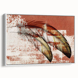 Framed canvas wall art showcasing an abstract design with colorful strokes and lines, displayed with a white frame, adding a modern touch to home decor.