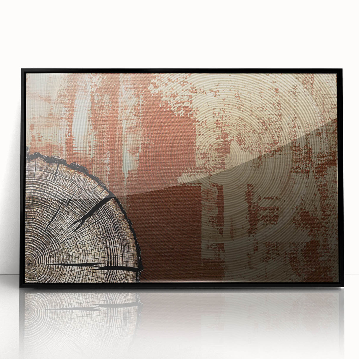 Framed acrylic wall art showcasing an abstract design of colorful strokes and lines, featuring a sleek black frame, ideal for modern home decor.