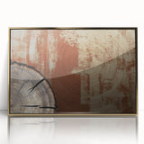 Framed abstract wall art showcasing dynamic strokes and lines in gold and neutral tones, perfect for modern home decor. Ideal for enhancing living spaces and offices.